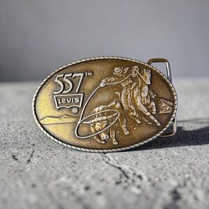 LEVI’S 557 RODEO COWBOY BRASS BELT BUCKLE USA MADE